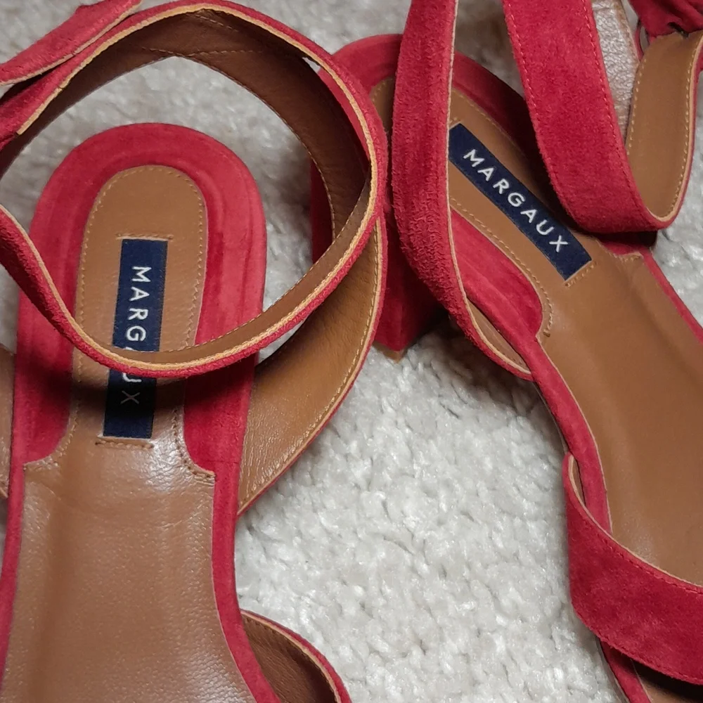 MARGAUX CITY SANDALS IN RED SUEDE size 39.5 - Picture 11 of 16